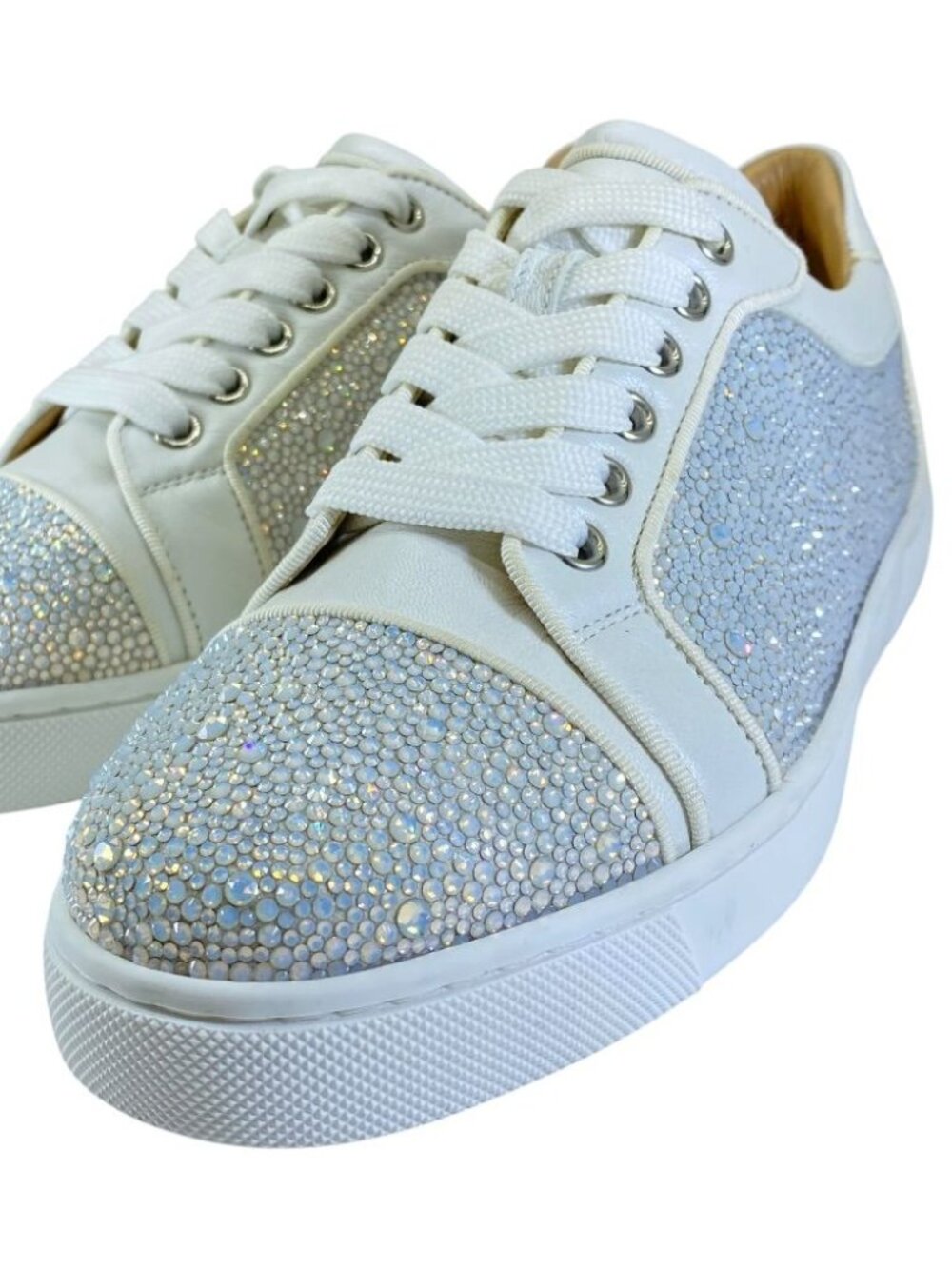 Christian Louboutin Louis Junior Strass White Rhinestone Sneakers EU 36.5 New
